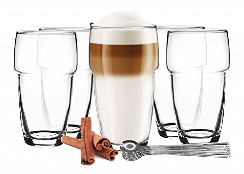 Sendez 6 stapelbare Latte Macchiato Gläser 300ml Kaffeegläser Teegläser Trinkgläser