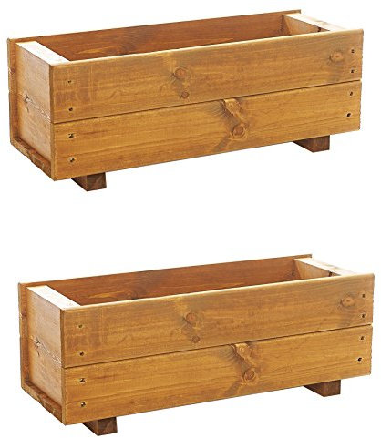 RUDDINGS WOOD Set of 2 x 60cm Wooden Trough Planter - Plant Container Box Fully Assembled