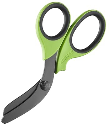 Xshear 7.5 ciseaux de traumatisme de devoir extrême - ciseaux médicaux difficiles et durables pour les fournisseurs de soins de santé d'urgence (vert/gris)