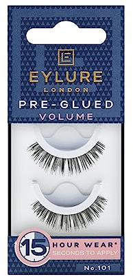 Eylure Press On Pre-Glued False Eyelashes, Volume Lash, No. 101, 1 Pair