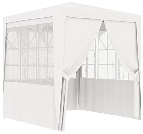 vidaXL Tente de Réception avec Parois Latérales Belvédère Tonnelle Pavillon Chapiteau Mariage Barbecue Voyage de Camping 2,5x2,5m Blanc 90 g/m²