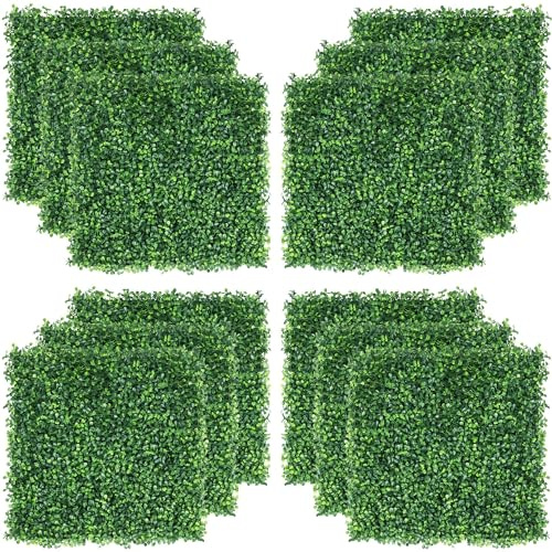 Yaheetech 12PCS Artificial Boxwood Hedge Panel, Faux Square Green Leave Privacy Fence Screen Plastic Privacy Ivy Screening Expanding Topiary Wall Garden Fence, Indoor & Outdoor Decoration, 50x50cm