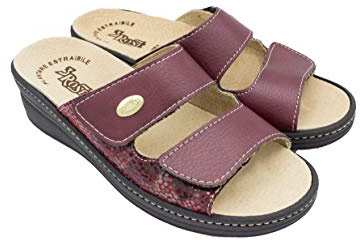 3 Rose Ciabatta Donna Flavia Regolabile ecopelle con Plantare estraibile in pelle (bordeaux, 37)