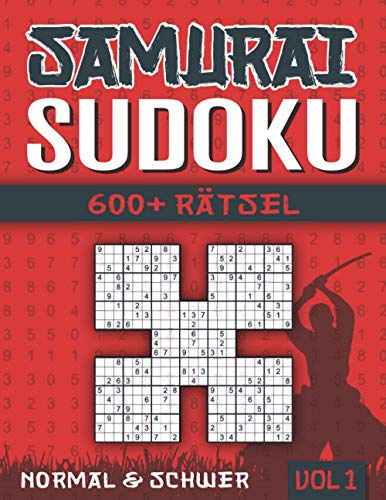 Samurai Sudoku: Sudoku Heft mit 1000+ 5-fach Sudoku Rätseln - Normal und Schwer - mit Lösungen - Vol 1