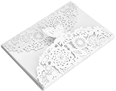 Biglietto d'Auguri, Design floreale a conca Carte di Invito a Nozze con Carte Vuote e buste, 10 Pezzi taglio laser floreale inviti di nozze per sposa doccia