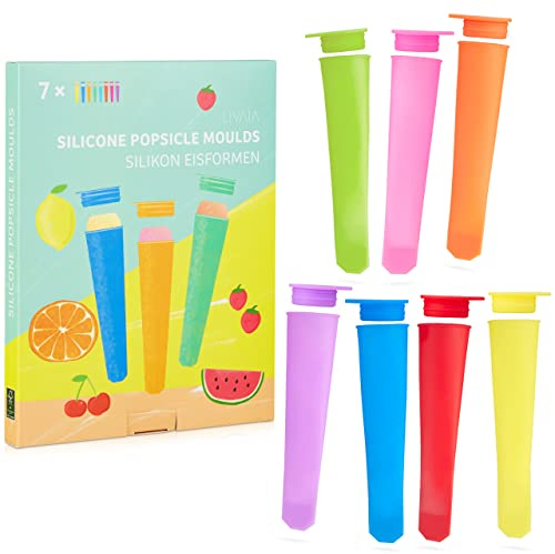 LIVAIA set di 7 Stampi per ghiaccioli in silicone: colorati, per gelato
