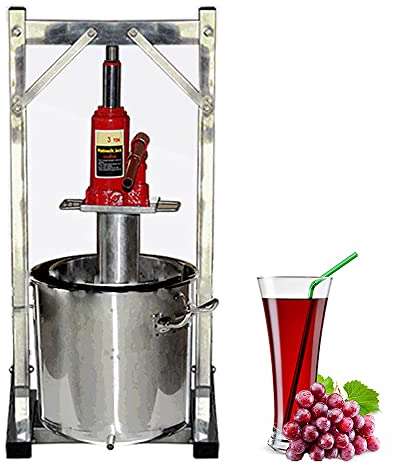 MNSRRN Pressa da UVA, Frutta Grinder frantoio in Acciaio Inox Strumenti di vinificazione in Acciaio Inox premendo Apple Vino pressa per Vino Press Jack con Supporto e barile,36L