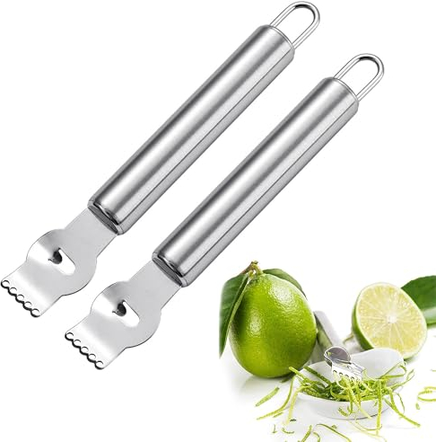 Grattugia per Limoni, Limone Pelatrici, in Acciaio Inox Zester Grattugia Arancia da Cucina per agrumi Pelapatate con Coltello a canali, per cocktail a base di gin, Sbucciatrice per arance e lime