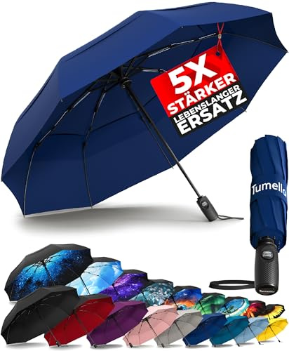 TUMELLA Strongest Windproof Travel Umbrella (Compact, Superior & Beautiful)