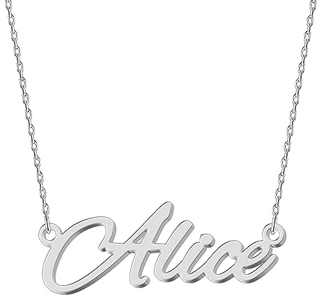 UMAGICBOX Squisita collana con nome personalizzato, scegli tra 14 stili di carattere, ciondolo personalizzabile in acciaio inossidabile placcato in oro 18 carati e argento Sterling, regalo unico per