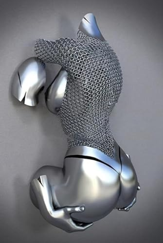 MKHFUW Figura de metal 3D Estatua Arte Lienzo Pintura Romántica Abstracta Pósteres e impresiones Amantes Escultura Póster Amor Corazón Beso Imágenes sin marco (Figura-05.1Pcs-50x70cm)