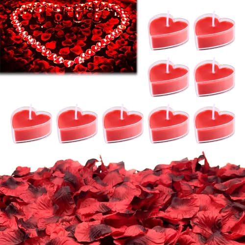 Amore Cuore Candel, Candele a Cuore, Kit Romantico di 9 Candeline a Forma di Cuore, per Matrimonio, Anniversario e Fidanzamento