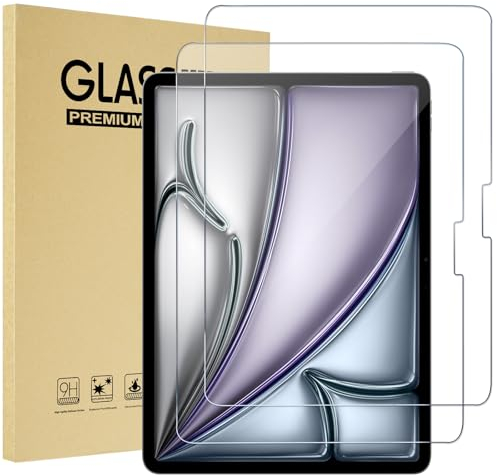ProCase 2 Stück Schutzfolie für iPad Air 13 Zoll (2025 M3/2024 M2)/ iPad Pro 13 Zoll 2025 2024 (M5/M4), 9H gehärtetes Schutzglas Displayschutzfolie Screen Protector für iPad Air 13/ Pro 13