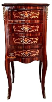 CasAmin Home & Living Bedside Table French Antique Style Small Chest of Drawers Retro Baroque Style in Brown Chest of Drawers Home Decoration Bedside Table for Home Decoration