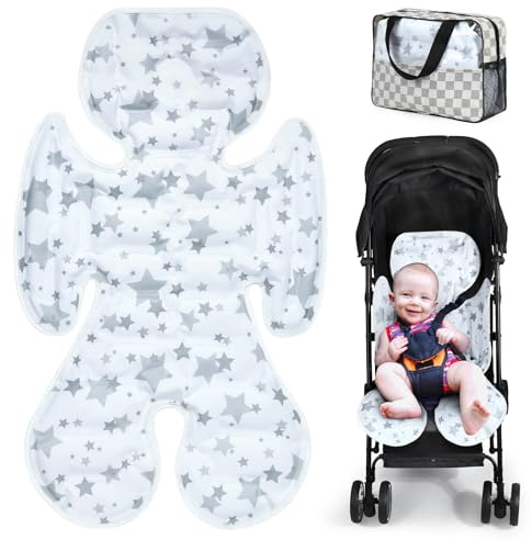 Orzbow Cuscino Passeggino Estivo,Reversibile Gel Materassino Passeggino Universale, Copri Raffreddamento Seggiolino Auto Universale per Seggiolini Auto, Seggioloni e Carrozzine, Stella
