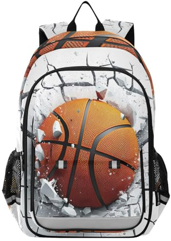 RPLIFE 3D basketboll barn skolryggsäck för pojkar, pojkar ryggsäck grundskola, söta barnryggsäckar, 3D basketboll, en storlek, traditionella ryggsäckar