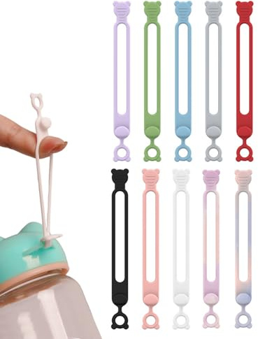 Sujetacables Para Cables | 10 Piezas Correas Elásticas para Cables Electrónicos,Correas Elásticas Cabeza de Oso Reutilizables Organización Cordones Multiusos Sujeción para Viaje Coche Computadora Trab