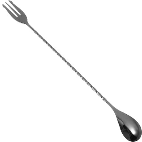 ERINGOGO Cuchara para Coctelera de Acero Inoxidable 304, Doble Cabezal Negro, Resistente al Óxido para Hacer Cócteles en Barra