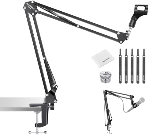 NEEWER BASICS Braccio Microfono da Tavolo, Desk Boom Arm Mic a Forbice Sospeso Compatibile con Blue Yeti Snowball HyperX QuadCast SoloCast Shure, Carico Massimo 1,5kg, Panno da Pulizia, MS006