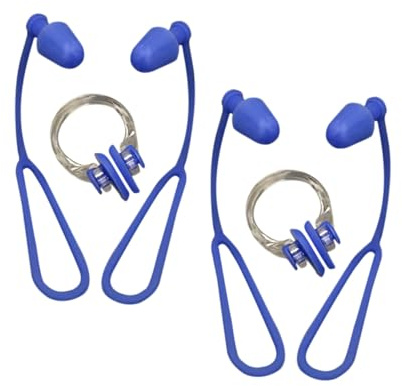 GALPADA Set 2 Pezzi Clip Naso da Nuoto Impermeabili in Silicone Morbido con Cordino, Tappi Auricolari Impermeabili, Protezione Nasale per Bambini e Adulti Sport Acquatici Piscina