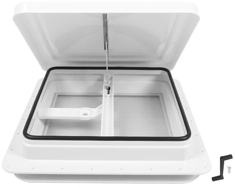 MAVIS LAVEN RV Roof Vent, 14 Inch RV Roof Vent Replacement with Stainless Steel Screen and Adjustable Support Rod for RVs Trailers Motorhomes Yachts Buses