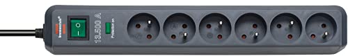 Brennenstuhl Multiprise ECO-LINE Anthracite, 6 prises, avec parasurtenseur et 1,4m de câble (13.500A)