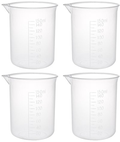 sourcing map 4 st. bägarglas måttmugg Labor PP plast graderad mugg 150 ml Klar DE de de