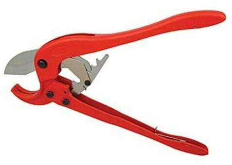 BE-TOOL PVC-Rohrschneider, Kunststoff-Rohrschere, strapazierfähig, Rohr-Schlauchschneider zum Schneiden von PVC-Gas-Kunststoffrohren, rot (SA-0063, 63 mm)