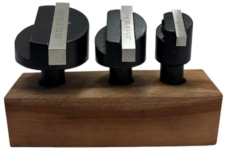 ASSORTS Fly Cutter Set, 1/2 Shank with Wooden Stand | Set of 3, 1/2 shank, HSS tool bits, wooden stand, milling