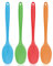 kuou 4 Pieces Silicone Spoons, 11inch Long Handle Mixing Spoons Heat Resistant Baking Serving Spoon Silicone Cooking Tools One Piece Design Silicone Spatula for Kitchen Cooking Stirring
