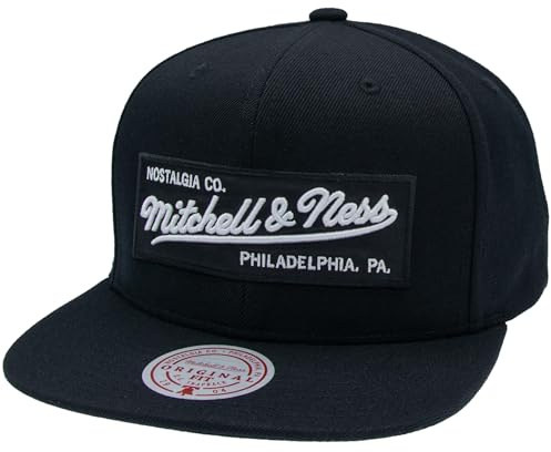 Mitchell & Ness 2 Tone Box Logo - Flat Visor Casquette de Baseball Snapback à Visière Plate, Black-White