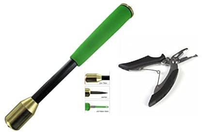 blntackle76 Set Fischtöter robust mit Messingkopf Fischbetäuber Priest 3in1 mit Klinge und Hakenlöser rostfrei Angelmesser von Jenzi + gratis Angelschere