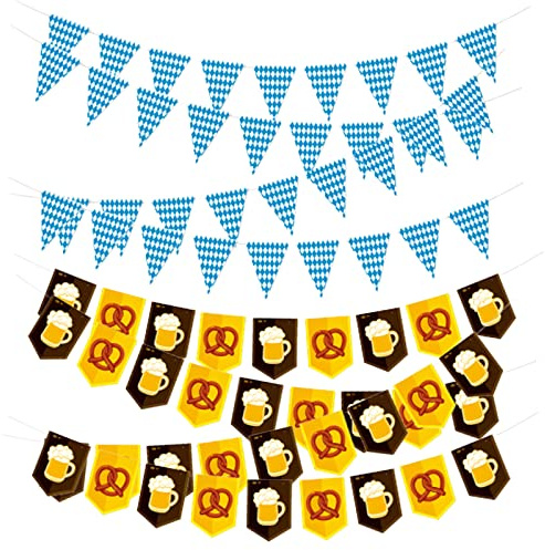CLDURHGEGuirnalda de banderín de decoración de Oktoberfest Decoración de Bavaria Guirnalda de banderín de Oktoberfest 16 Metros Decoración de Oktoberfest Banner de Guirnalda de Oktoberfest Decoración