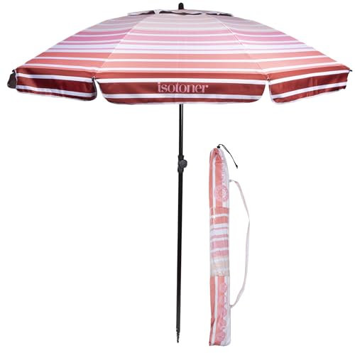 Isotoner Parasol de plage ultra résistant, structure anti vent, léger et anti uv upf50+