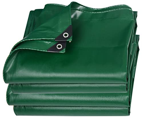 Tarpaulin Sheet 3x3m Waterproof Heavy Duty Ground Sheet Tarp 0.4mm Thick Reinforced Stable Canopy Tent with Reinforced Grommets,Green (Size:3x3m)
