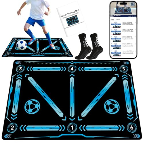ZVD Soccer Training Mat,Non-Slip Ball Mastery Pad with Video Guides