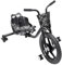 Soudesileim Pedal-Gokart, 16 Inch Kinderfahrzeug, Tretauto mit Beleuchtetes Hinterrad, 360° Universalrad, Verstellbare Länge, Stabiler Schwerpunkt, für Kinder 130-160cm (Blitzschwarz)