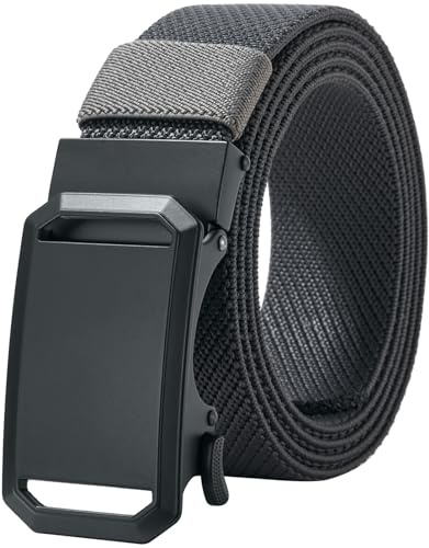 LionVII Cinturón de trinquete elástico con hebilla automática, ajustable y elástico, cinturón de trabajo para hombre, 130 cm