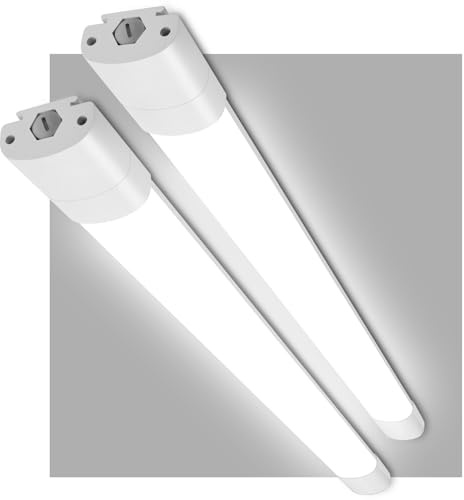 LEOEU Lot de 2 Réglette LED 120 cm, 36W, 4400lm, Blanc Neutre 4000K, IP65 Étanche, Plafonnier LED Rectangulaire pour Garage, Atelier, Cave, Magasin, Couloir