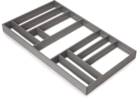 Emuca - Förvaringssystem för skrivbords- och kökslådor, Låddelare 900x500, Aluminium, Antracitgrå