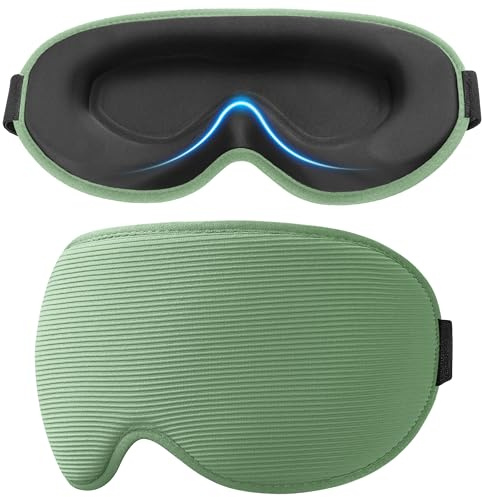 Gritin Schlafmaske für Seitenschläfer, Upgrade 3D Augenhöhlen Schlafbrille mit Verstellbarem Gummiband, Lichtblockierend & Atmungsaktiv, Augenmaske für Männer & Frauen, für Reise, Nickerchen -Cyan