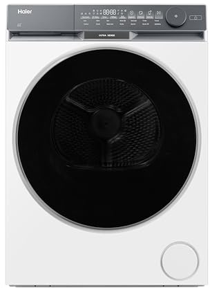Haier X Series 9 10kg Freestanding Heat Pump Tumble Dryer, A++ Rated, Ultra Sense, Ultra Reverse Drum, hOn App, 14 Programmes, White & Black Door, 61x60x85 cm - HD100-CQ387U1-UK