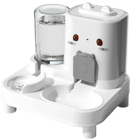 Colcolo Comedero Automático para Gatos y Dispensador de Agua, Comedero Automático para Mascotas, Cómodo Cuenco de Comida Desmontable para Perros Pequeños, Blanco