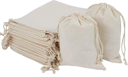 OFFCUP 30PCS 8x10cm Bolsas de Algodón, Bolsa con Cordón para Regalo, Bolsitas de Tela Reutilizable Pequeñas Para Regalos de Bodas Fiestas Cosméticos Joyas Navidad Cumpleaños DIY