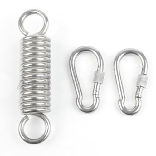 Homeponnew Ganci a molla per sedia sospesa a dondolo, resistenti, con doppia rotazione, per sdraio da esterno, in acciaio inox, capacità 600 kg, uso in giardino e patio