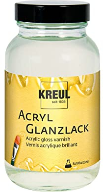 KREUL 79406 - Acryl Glanzlack auf Kunstharzbasis, 250 ml Glas, glänzend transparent, Schutz- und Überzugslack für durchgetrocknete Aufmalungen, für Innen und Außen geeignet