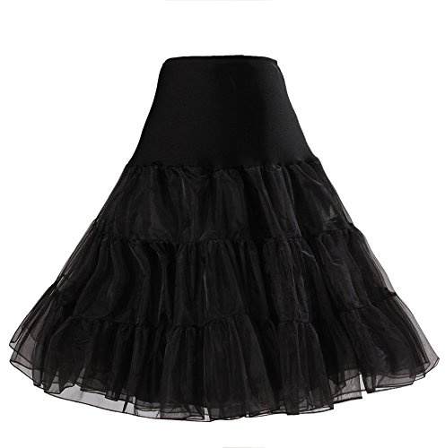 Boolavard® 50s Petticoat Vintage Retro Hoop Falda Falda Enagua para la Boda Vestido Nupcial Rockabilly de Novia (XS-M, Negro)