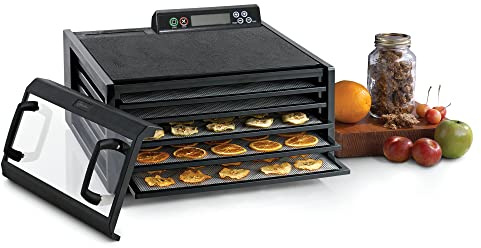 Excalibur 3548CDB Electric Food Dehydrator Features Adjustable Thermostat and Digital 48-Hour Timer Faster and Efficient Drying, 5-Tray, Black