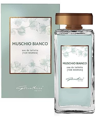 Gandini, Muschio Bianco, Profumo da Donna, Fragranza Dolce e Fresca, con Note Fiorite Ricche e Speziate al Bergamotto, Fiori d'Arancia, Ylang Ylang, Rosa, Chiodi di Garofano, 100 ml