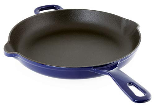Chantal 10 Round Enamel Skillet-Cobalt Blue Cast Iron Cookware, Diameter